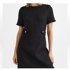 Black Bouclé Dress Removable Belt Size US Small